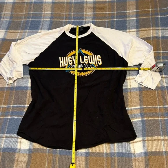 Tultex XXL B&W Huey Lewis and the news 2014 tour T-shirt 3/4 white sleeves - Picture 3 of 11